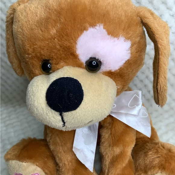 KELLTOY Plush Puppy Dog with Pink Hearts Stuffed Valentines Animal Toy - Picture 3 of 13
